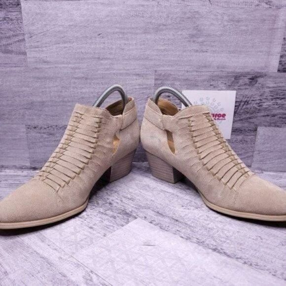 Franco Sarto Great Seppia Western Suede Heeled Ankle Boot Tan Women's sz 7.5 - Picture 5 of 9